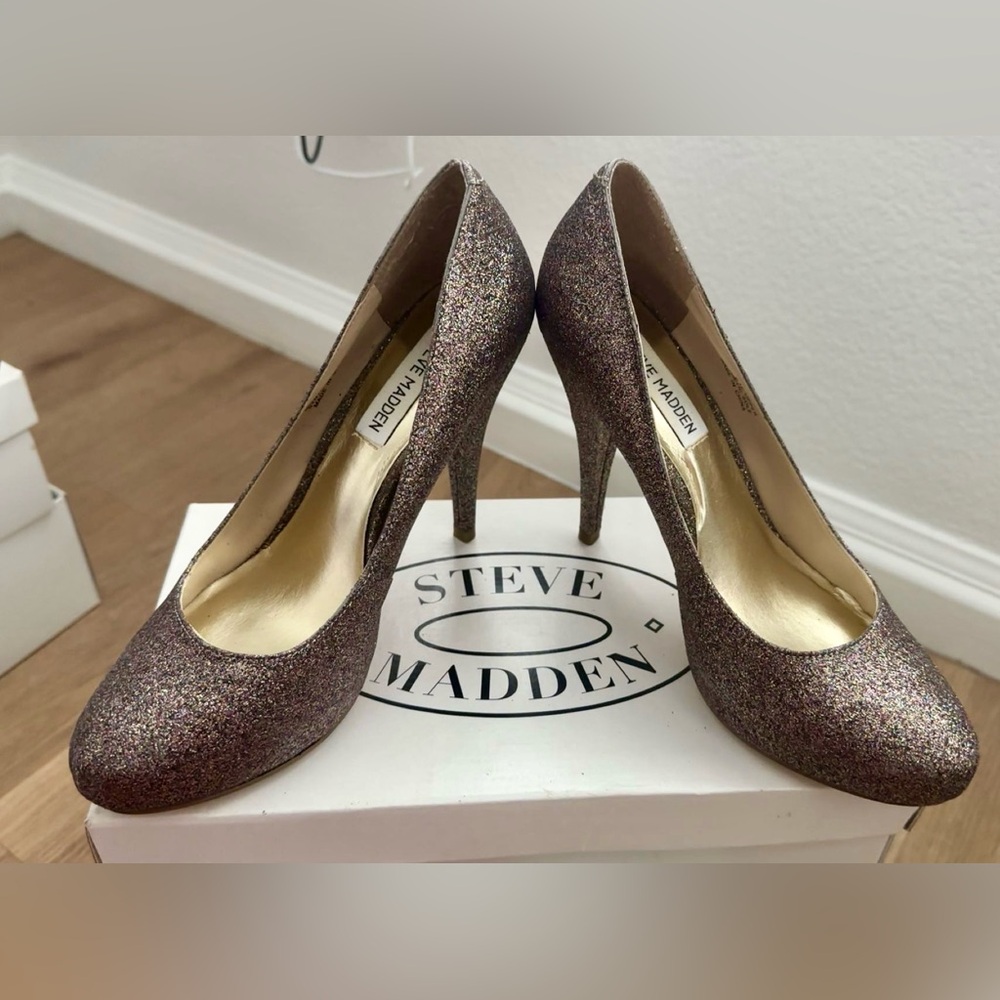 Steve Madden Sparkling Heels - Gold Glittery Heels